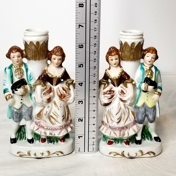 2 Vintage Beautiful Victorian Handpainted Del Coronado Porcelain Candle Holders main image 2